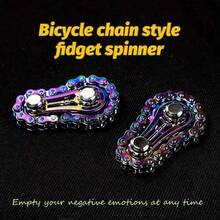 Metal Bicycle Chain Gear, Rainbow Electroplated Sprocket Fingertip Chain Toy, Adult And Teen Stress Relief Fingertip Toy, Silent Smooth Rotating Anti-Anxiety Desktop Fingertip Gift, For Male Friends - View 5