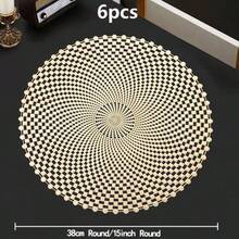 Gold Round Minimalist PVC Placemats, Washable, Easy To Clean, Wipeable, Non-Slip, Holiday Wedding Festival Table Mat Decor Suitable For Dining, Events, Banquets, Weddings, Bridal Showers, Home Daily Use - Multicolor - View 19