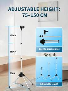 Adjustable 29-59 Inch Hair Dryer Holder Stand With Tripod Base And Universal Clip, 360 Degree Rotating Mount, Perfect For Bathroom Vanity Makeup Room Salon Studio, Lightweight Portable Stands For All Hair Dryer Types And Sizes, Professional Grade Display Holder - Black - View 3