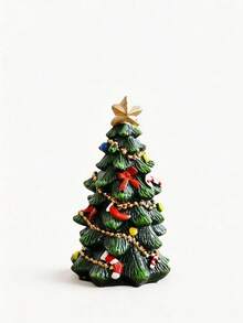 1pc Christmas Tree Tabletop Decor, Green Holiday Tree Ornament With Star Topper Bows Balls Candy Cane Stocking, Mantel Shelf Centerpiece For Winter Christmas Party, Festive Home Decor, Christmas Gift ,Dollhouse Accessories Christmas Decorations - Multicolor - View 8