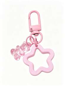 Sweet Style PU Leather Lipstick Holder Keychain, Bag Charm Accessory, Paired With Transparent Bear And Star Candy Charms. Built-In Slot For Lipstick/Lip Balm, Lobster Clasp Design For Easy Attachment To Bag Exterior, Convenient For Quick Access. Exquisite Design With Full Girly Charm, Compact And Space-Saving, Both A Storage Accessory And A Beautiful Bag Decoration. - Multicolor - View 12