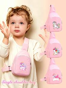 1pc Cute Unicorn Crossbody Bag For Toddlers, Lightweight Adjustable Mini Shoulder Bag For Kids, Suitable For Daily, Outdoor, Travel, Birthday Gift Chest Bag - Pink - View 1