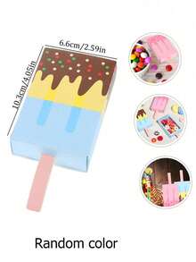 12/24/48pcs Ice Cream Shaped Paper Gift Boxes, 3.6x2 Inch Mini Cartoon Candy Folding Paper Boxes, Gender Reveal Party Decoration - DIY Cute Party Favors And Mini Candy Boxes, Suitable For Halloween, Birthday, Wedding Party (Pink, Blue) - A - View 3