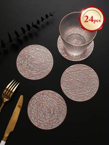 6-24pcs Champagne Gold PVC Hollow Round Carved Placemats, Luxury Table Decor Coasters, Coffee Cup Heat-Insulating Pads, Tabletop Photography Props, Home Dining Table Scratch-Resistant Protective Mats, Wedding Table Decoration, Luxury Home Table Decor Mats - Multicolor - View 18