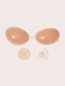 Lignisse Silicone Sticky Bra Set With Clear Straps Invisible Push Up Multi Wear Strapless Backless Self-Adhesive Seamless Nipple Cover Women Intimates - Multicolor - View 8