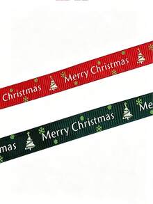 Christmas Ribbon - Red And Green Color Scheme, Printed With "Merry Christmas", Suitable For Gift Wrapping, Wreaths, Crafts, Decorations, Holiday Decor, Decorative Stripes, Smooth Surface - Multicolor - View 9