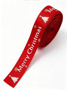 Christmas Ribbon - Red And Green Color Scheme, Printed With "Merry Christmas", Suitable For Gift Wrapping, Wreaths, Crafts, Decorations, Holiday Decor, Decorative Stripes, Smooth Surface - Multicolor - View 7