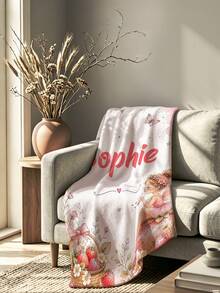 1pc Customized Name Blanket, Personalized Bed Blanket, Customizable Name, Best Blanket, Comfortable Blanket, Home Gift, Birthday Gift, Anniversary Gift, Christmas Gift, Personalized Gift, Holiday Gift, Warm Gift For Friends, Family, Partners - Style 3 - View 3