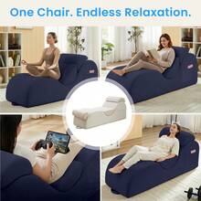 Modern Corduroy Adjustable Lounge Sofa, Washable Fabric Couch With Solid Wood Frame For Home Use - Blue - View 7