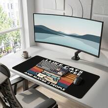 Cute Cat Drinking Coffee Pattern Large Extended Gaming Mouse Pad, Non-Slip Rubber Base, Smooth Glide Surface, Multi-Functional Desk Mat For Computer Office Home Study, Cozy Abstract Desktop Decor - A - View 2