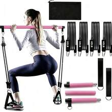 8-Piece Set - Pilates Bar Kit With 4 Resistance Bands (63.5 KG), Portable Home Fitness Equipment Set With Ankle Straps And Drawstring Backpack, Suitable For Men And Women Fitness Workout - Multicolor - View 1