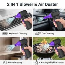 Snow Blower & Brushless Turbo Air Duster, 9,000,000 RPM, 79m/S Wind Speed, 3-Speed LCD Display, High-Brightness Focused LED Spotlight, Dual 4000mAh Batteries, 15-105 Minutes Runtime, 3-Hour Type-C Charging, Suitable For BBQ, Car, Computer And Home Cleaning Full Set - Violet Purple - View 9