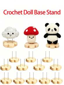 8/4/2/1 Wooden Double-Pin Crochet Doll/Sculpture Display Stand, Adjustable Modular Crochet Display Rack / Positive Energy Home Decor / Birthday Party / Wedding / Toys & Miniatures / Desktop Decor Base / Commercial Display Stand - Flower Shape - View 1