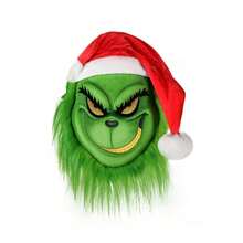 The Grinch The Christmas Green Fur Monster Mask Headgear, Christmas Thief Character Cosplay Funny Prop (Random Style Shipped) - Multiple Styles - View 3