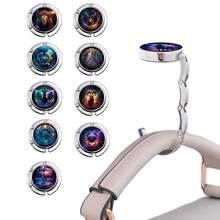 Print Foldable Purse Hook For Table, Metal Folding Handbag Hanger, Portable Desktop Bag Holder, Anti‑Slip Tabletop Bag Hook,Constellation Theme Decor Gift For Women Girls, Hanging Handbag Purse Clutch Tote On Desk Restaurant Cafe Table - View 7