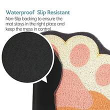 Cute Cat Litter Mat, Cat Litter Box Mat, Soft Touch, Easy To Clean, Non-Slip, Pet Supplies, White Paw Print - Multicolor - View 7