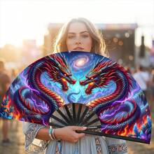 1pc Women's Handheld Fan, Vintage Pattern Design, Bright Vintage Style, Lightweight And Portable, Suitable For Daily Use, Outdoor Activities And Party Occasions, Ideal Fashion Accessory - Hand Fan - View 7