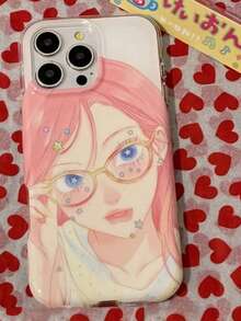 多巴胺色粉色日系漫畫風可愛大眼女孩卡通IMD手機殼--適用於Phone 17 Pro Max, 17 Pro, 17, 16 Pro Max, 16 Pro, 16, 15 Pro Max, 15 Pro, 14 Pro Max, 14 Pro, 14, 13 Pro Max, 13 Pro, 13, 12 Pro Max, 11，手機保護殼 - 粉色 - 查看 3