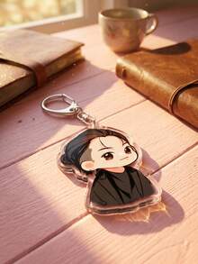 1Pc/6Pcs K-Pop Themed Acrylic Keychains, Featuring Chibi Member Fun Costume Designs (Yellow Suit, Formal Wear, Black Jacket, Flower, Lightstick), Fashionable Bag Charm, Suitable For Back To School, Gift For K-Pop Fans, Exquisite Collection, All Season - Multicolor - View 9