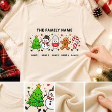 Desain Transfer Doodle Natal Kustom, Nama Keluarga yang Dipersonalisasi, Grafik Pohon Natal, Manusia Salju, Kue Jahe, dan Permen Tongkat yang Meriah, Dekorasi Kaos Liburan yang Disesuaikan, Gaya Pesta Natal dengan 1-5 Nama yang Dapat Disesuaikan, Hadiah Natal Keluarga, Desain Kaos Natal - Gaya B - View 7