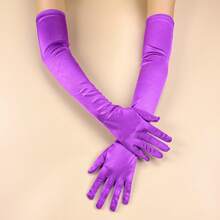 1 Pasang Sarung Tangan Satin Elastis Ekstra Panjang untuk Pernikahan, Pesta Malam, Perjamuan, dan Pertunjukan Panggung dengan Layar Sentuh - Violet Purple - View 2