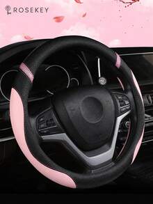 Two Tone Litchi Embossed PU Car Steering Wheel Cover,Car Accessories,Car Stuff For Woman - Pink - View 1