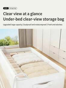1pc Large White Foldable Underbed Storage Bag, Multi-Functional, Can Be Used To Store Blankets, Skirts, Bedding, Pillows, Clothes, Space-Saving, Suitable For Labor Day Promotion, Underbed Storage, Storage Bag, Clothing Storage - White - View 7