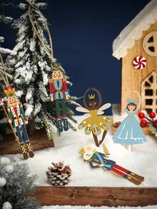 5pcs Christmas Nutcracker Fairy Tale Decorative Hanging Ornaments, Including Soldier And Fairy Characters, Suitable For Christmas Tree Branch Hanging Decorations And Gift Packaging Decor - A - View 7