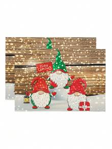 1/2/4/5/6/8pcs Digital Printed Placemats, Christmas Pattern Printed Placemats Table Decor, Suitable For Daily, Holiday, Party, Birthday, Wedding, Dinner, Kitchen, Dining Room And Home Textile Decoration - Multicolor - View 5