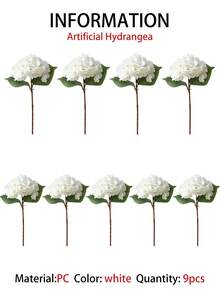 18/9/1pc White Artificial Hydrangea, Suitable For Wedding, Bridal Bouquet, Home Room Decor, Autumn Styling, Halloween, Party, Bedroom, Bathroom, Tabletop Decoration, Outdoor Scene, Back To School Theme, Wall Decor And Office - Multicolor - View 13