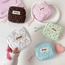 1pc Women's Coin Purse - Polka Dot Heart Mini Square Coin Purse, Korean Style Makeup Bag, Sanitary Napkin Storage Bag, Multiple Colors Available, Portable Cosmetic Storage Bag, Slot Compartment Design Suitable For Travel, Vacation, Home Use, Perfect Gift - Multicolor - View 4
