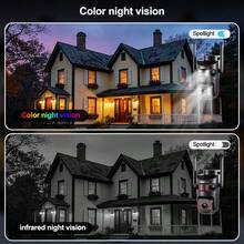 szsinocam 1pc-1440P 3-Lens 3-Screen Solar PTZ Security Camera, 2.4G WiFi Outdoor 360° Panoramic, 8000mAh Battery, Solar & USB Charge, PIR Human Detection, Full Color Night Vision, Two-Way Audio, IP66 Weather Resistance For Farm Yard Home Surveillance - Black - View 6