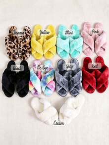Personalized Plush Slippers Gift, Suitable For Women, Girlfriend, Wife, Bachelorette Party Gift, Mother's Day Gift, Comfortable Spa, Pajama Party, Wedding Favor - Multicolor - View 13