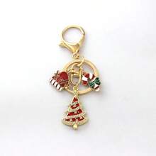 1pc New Christmas Keychain Santa Claus Snowflake Christmas Tree Key Ring Alloy Cartoon Gift Pendant Creative Gift - Multicolor - View 7