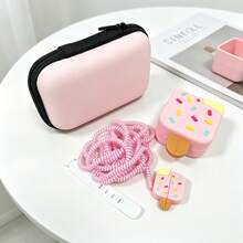 5pcs/Set Pastel Sweet Girl Style Ice Cream Shaped Charger Protective Case EVA Hard Shell Storage Bag, Includes Storage Bag/Protective Head Shell/ Wrap/Cable Tie, Soft Silicone Anti-Breakage Anti-Shock Anti-Drop Anti-Cat Bite Anti-Bend, Compatible With Apple 18/20 Charger Protection Storage, Super Convenient For Carrying And Storage, Essential Digital Accessory For Sweet Girls - Multicolor - View 11