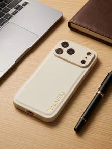 個性化客製字母手機殼，相容 iPhone 18 17 16 15 14 13 Pro Max Plus Air，3D 壓紋奢華荔枝紋 PU 皮革保護套，理想禮物 - 白色 - 查看 5