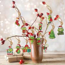 The Grinch 36pc Cross-Border The New Christmas Party Wooden Flat Gift Hanging Ornaments Christmas Tree Decor - Multiple Styles - View 6