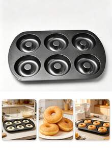 6-Cavity Non-Stick Donut Baking Pan, Carbon Steel Baking Tray Suitable For Donuts, Bagels, Cookies, Cakes, Easy Release Oven Mold, Perfect For Christmas, Thanksgiving, Birthday Party Baking, Reusable And Durable - Multicolor - View 2
