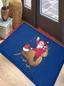 1pc New Santa Claus Riding Exotic Bird Floor Mat, Suitable For Living Room, Bedroom, Indoor - Machine Washable - Flannel Material, Delicate Texture, Comfortable To Skin, No Pilling, Easy Care, Odorless - Perfect For Home Decor, Room Decor, Living Room Rug, Bedroom Rug, Bathroom Rug, Kitchen Rug, Area Rug, Hotel Decor - Area Rug, All Season - Multicolor - View 6