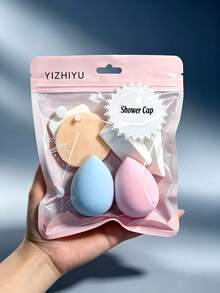 6Pcs Mixed Makeup Sponge & Powder Puff Set Soft Cosmetic Blending Tools, Fixed Shapes Random Color For Daily Makeup - Multicolor - View 1
