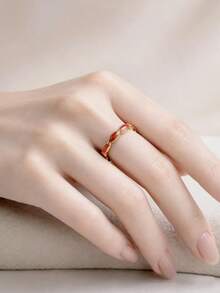 1pc Minimalist 7-Grain Rice Open Ring, Luxury Personalized Fashion Adjustable Design, Exquisite Gift Ring - Multicolor - View 7