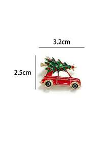 1pc Christmas Brooch Red Green Oil Drip Colorful Car Christmas Tree Christmas Accessory - Christmas Tree - View 2