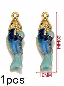 1 buah Liontin Ikan Enamel Gaya Laut Bohemian untuk Pembuatan Perhiasan, Liontin Ikan Warna-warni Stainless Steel untuk Perlengkapan Kalung dan Anting DIY - Liontin ikan - View 9