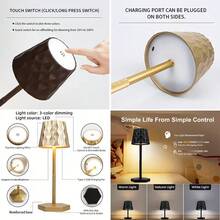 Rechargeable LED Desk Lamp With Touch Control - Stylish Minimalist Design In White, Black, Green, Gold, Coffee, Pink - USB Charging, Adjustable Color Temperature, Suitable For Dining, Bedroom, Bar, Outdoor Party, Camping, Cafe, Rechargeable Desk Lamp, Gift - Multi-color - View 11