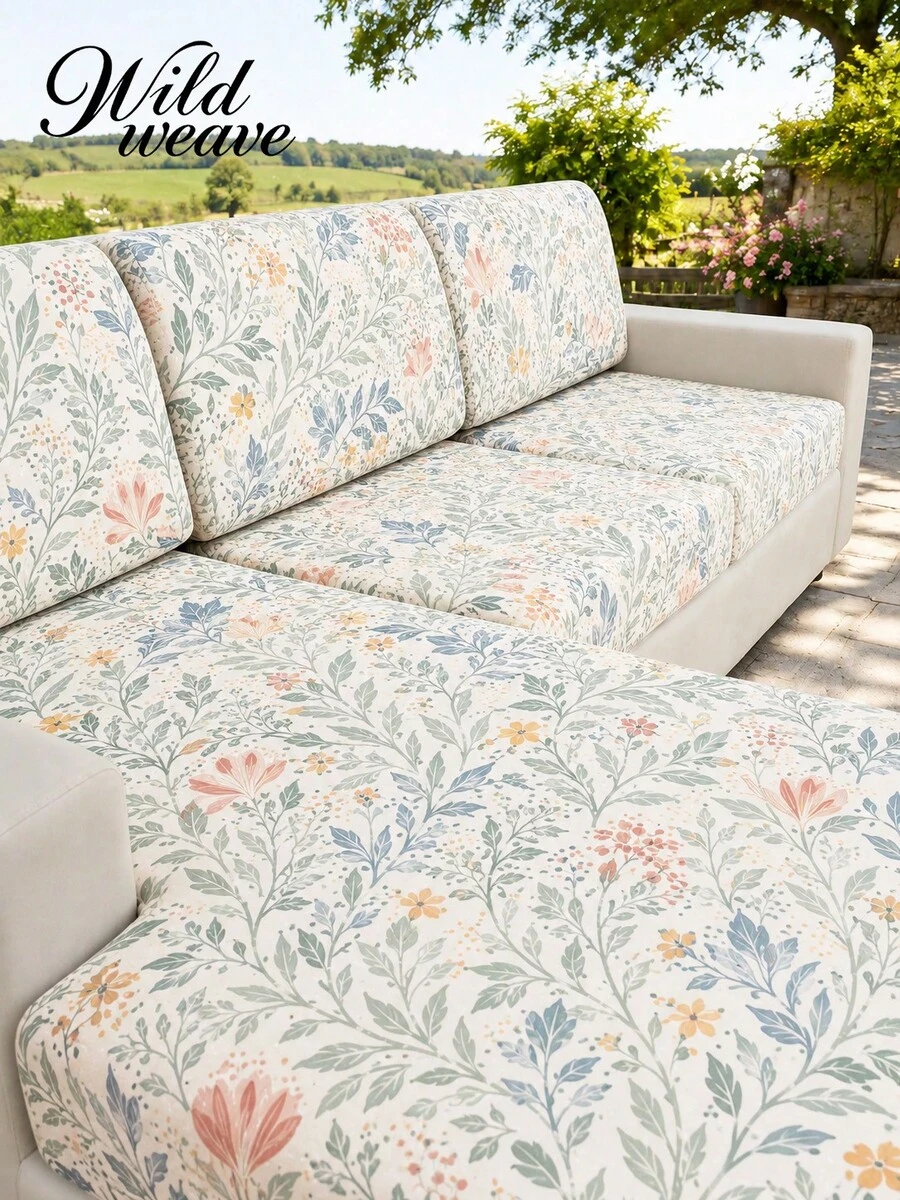 1pc Tropical Rainforest Leaf Pattern High Elasticity Sofa Cover, Polyester Material Full Coverage, Summer Casual, Suitable For Patio, Garden, Poolside, Multiple Occasions, Single Piece Sold Not Set Sofa Protector