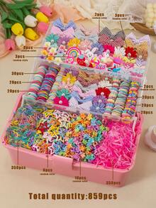 859pcs Candy Color Cartoon Sweet Girl Hair Accessories Set, Including ...