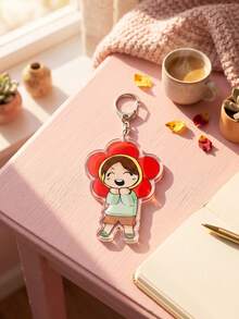 1Pc/6Pcs K-Pop Themed Acrylic Keychains, Featuring Chibi Member Fun Costume Designs (Yellow Suit, Formal Wear, Black Jacket, Flower, Lightstick), Fashionable Bag Charm, Suitable For Back To School, Gift For K-Pop Fans, Exquisite Collection, All Season - Multicolor - View 10