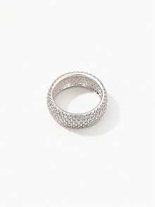 Vandermere 1pc 18K Gold Plated 5-Row Cubic Zirconia Ring, Suitable For Men And Women Daily Wear And Gift - Multicolor - View 7