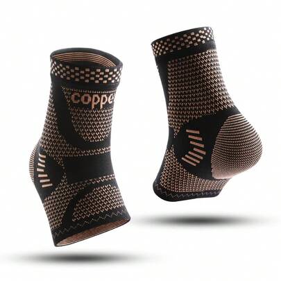 1/2 Pcs Copper Ankle Brace,Compression Ankle Support Sleeve For Men Women Gym Sports