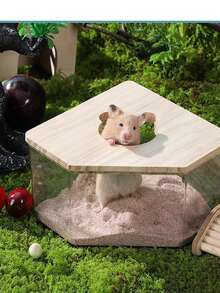 Acrylic Hamster Hideout, Bear-Shaped Ventilated Small Pet Shelter, Unpainted Chewable Wooden Nest, Suitable For Hamsters, Dwarf Hamsters, Gerbils, Mice, Small Rodents, Small Rodent Cage Decoration Habitat Accessory, Large Private Resting Space - Clear - View 18